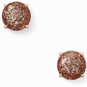 Kate Spade Glitter Pink Round Rose Gold Gumdrop Stud Earrings Small